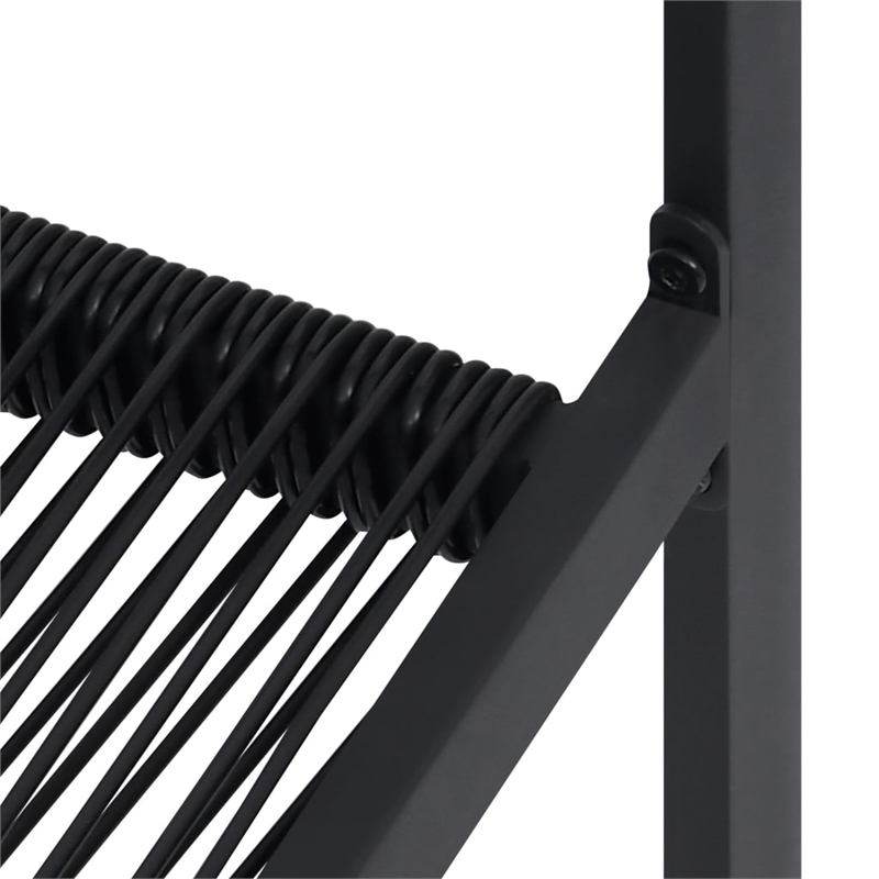 vidaXL Powder-Coated Steel/PVC Hollow Rattan/Glass Dining Set in Black