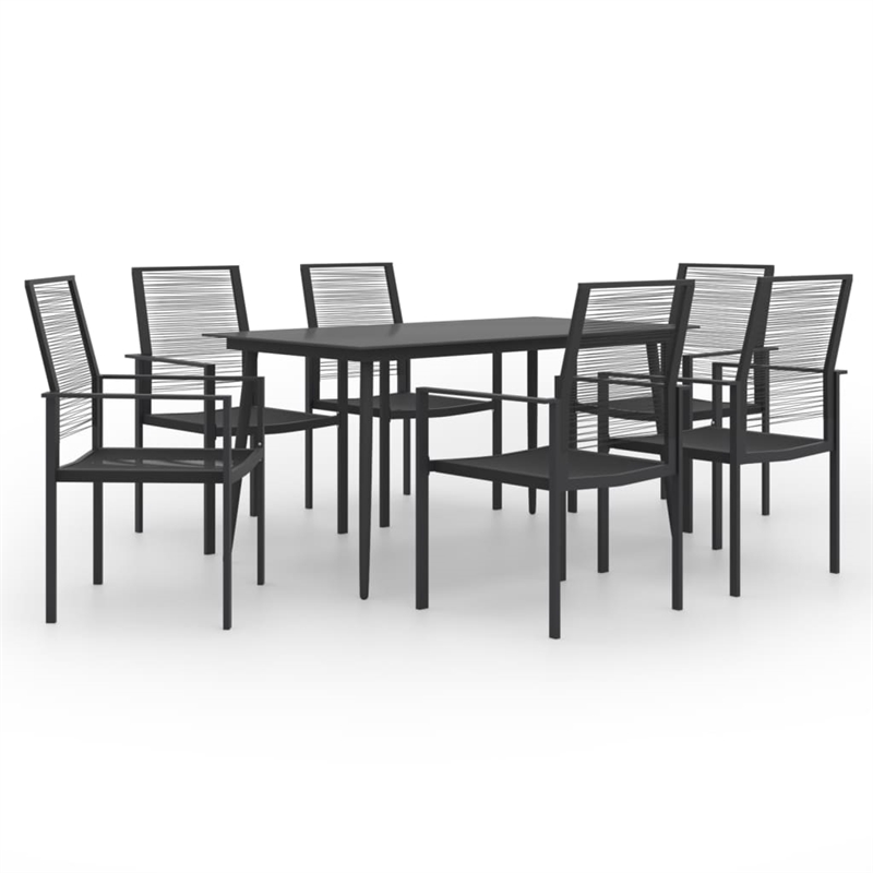 vidaXL Dining Set in Black Glass Large Durable Dining Set Rectangular