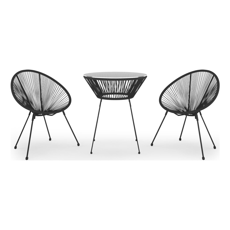 vidaXL Dining Set in Black and Transparent