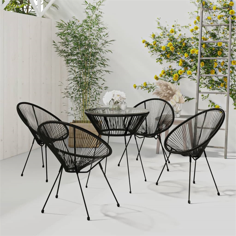 vidaXL Dining Set in Black and Transparent