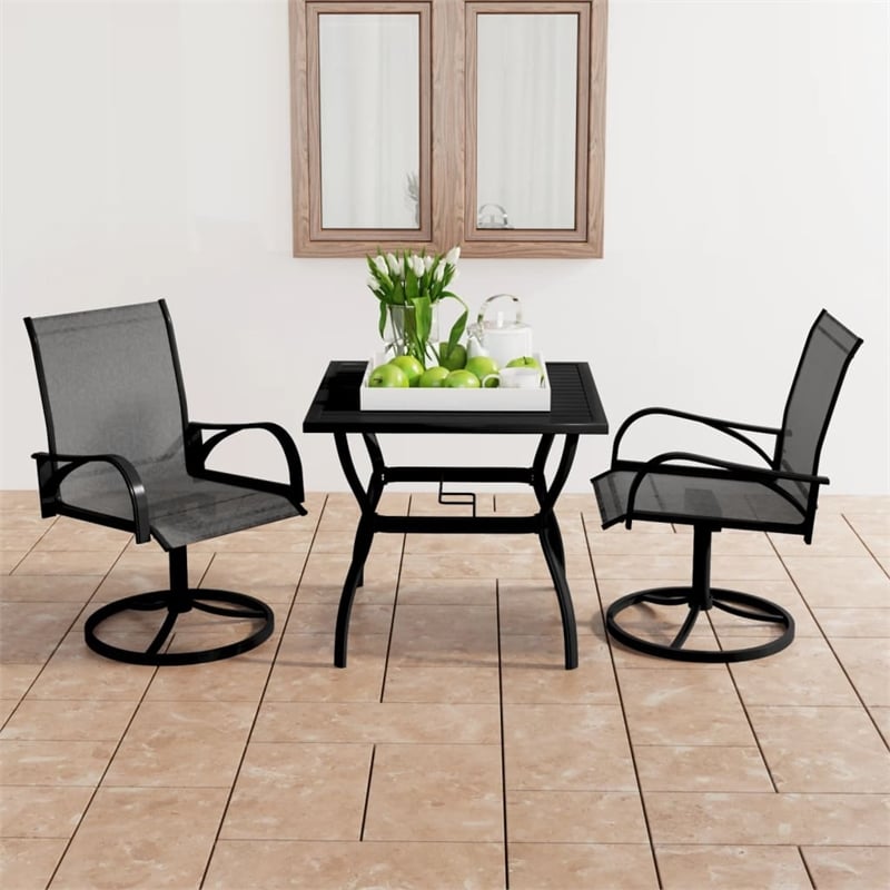 vidaXL Dining Set Charcoal/Gray Powder-Coated Steel/Textilene Medium