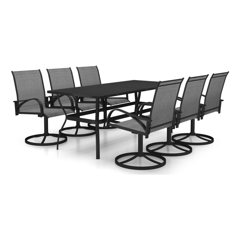 vidaXL Dining Set in Anthracite/Gray Powder-Coated Steel/Textilene