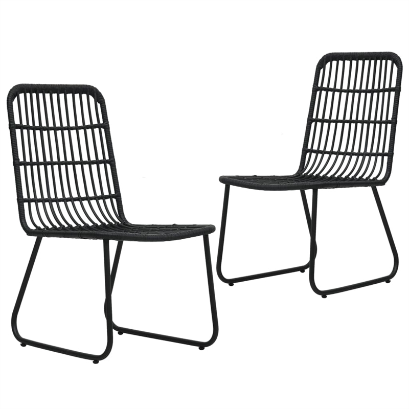 vidaXL Poly Rattan/Powder-Coated Steel/Glass Dining Set in Black