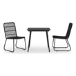 vidaXL Poly Rattan/Powder-Coated Steel/Glass Dining Set in Black