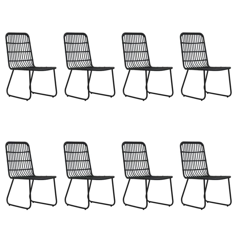vidaXL Poly Rattan/Powder-Coated Steel/Glass Dining Set in Black