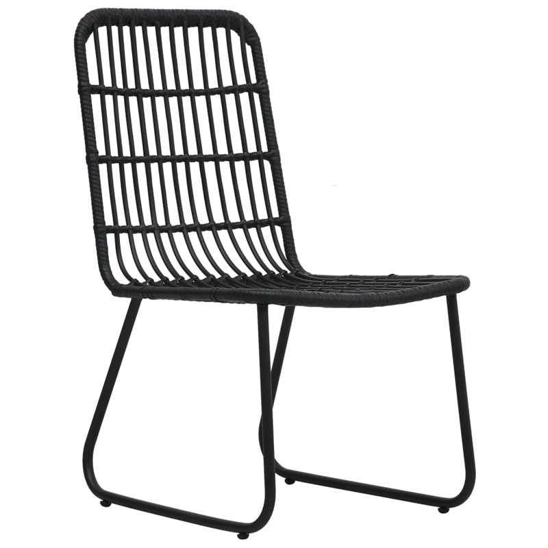 vidaXL Poly Rattan/Powder-Coated Steel/Glass Dining Set in Black