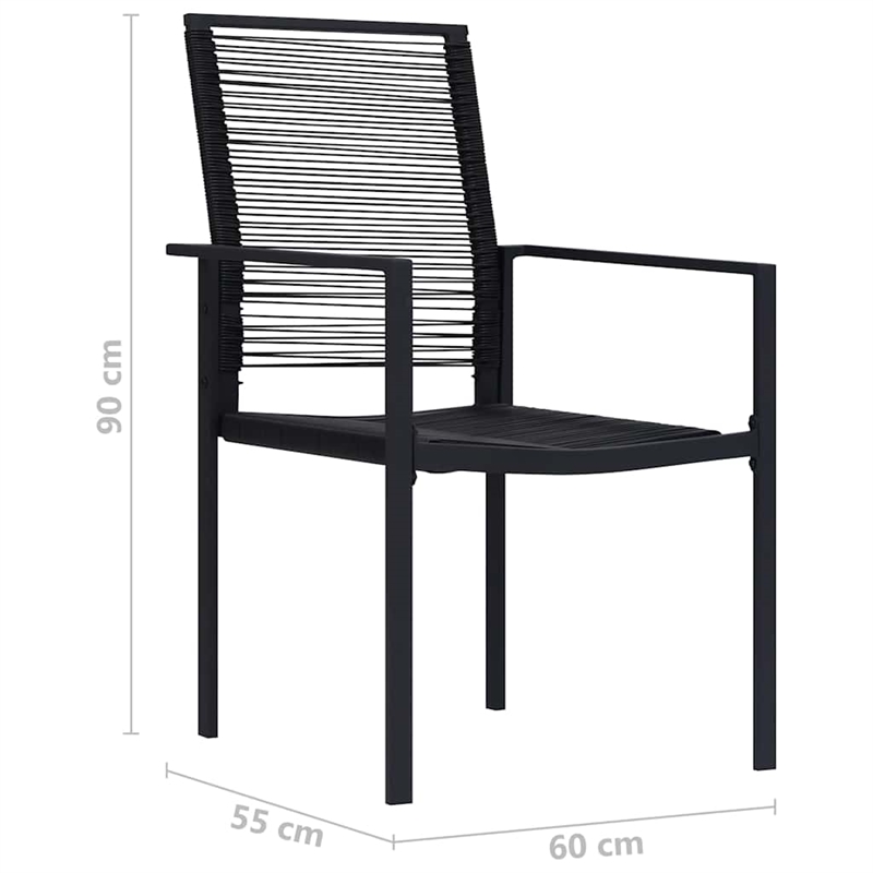 vidaXL Dining Set in Black Glass/Powder-Coated Steel/PVC Hollow Rattan