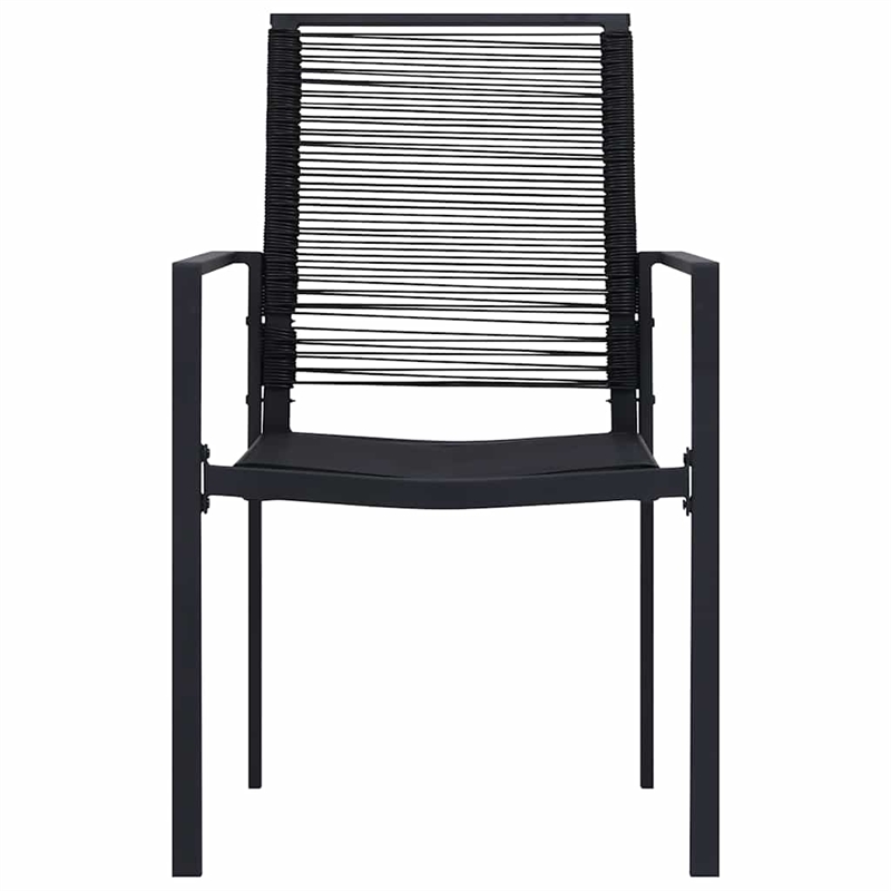 vidaXL Dining Set in Black Glass/Powder-Coated Steel/PVC Hollow Rattan