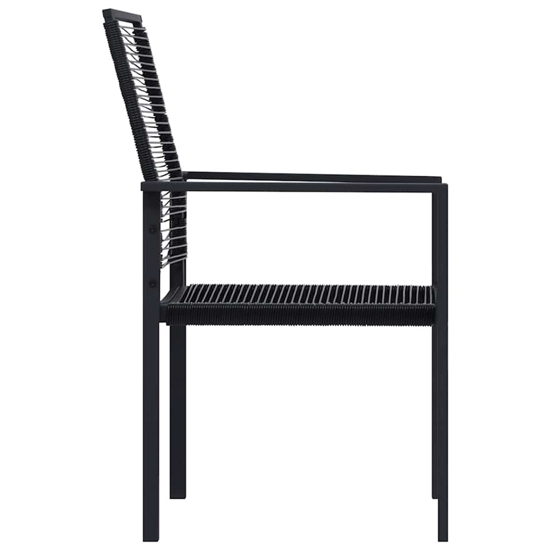 vidaXL Dining Set in Black Glass/Powder-Coated Steel/PVC Hollow Rattan