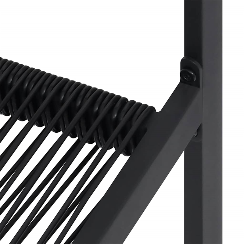 vidaXL Dining Set in Black Glass/Powder-Coated Steel/PVC Hollow Rattan