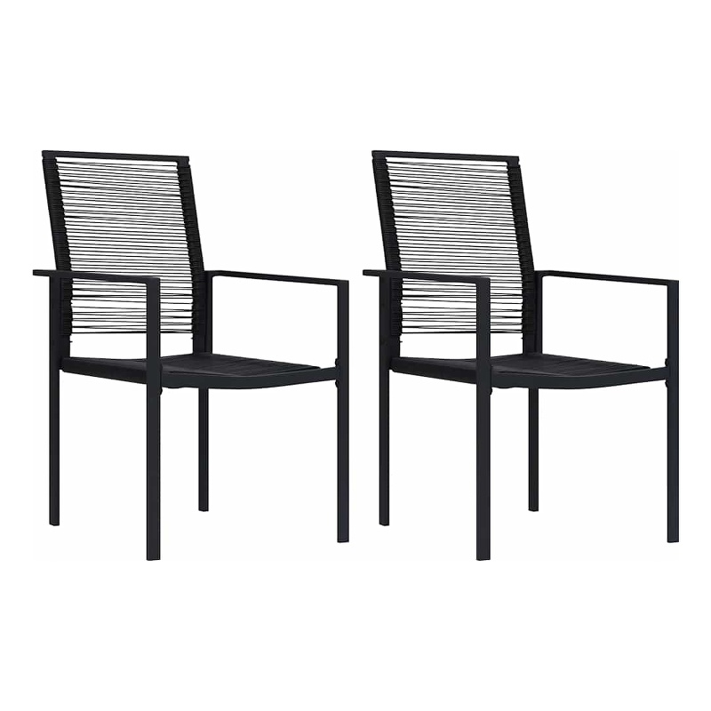 vidaXL Dining Set in Black Glass/Powder-Coated Steel/PVC Hollow Rattan
