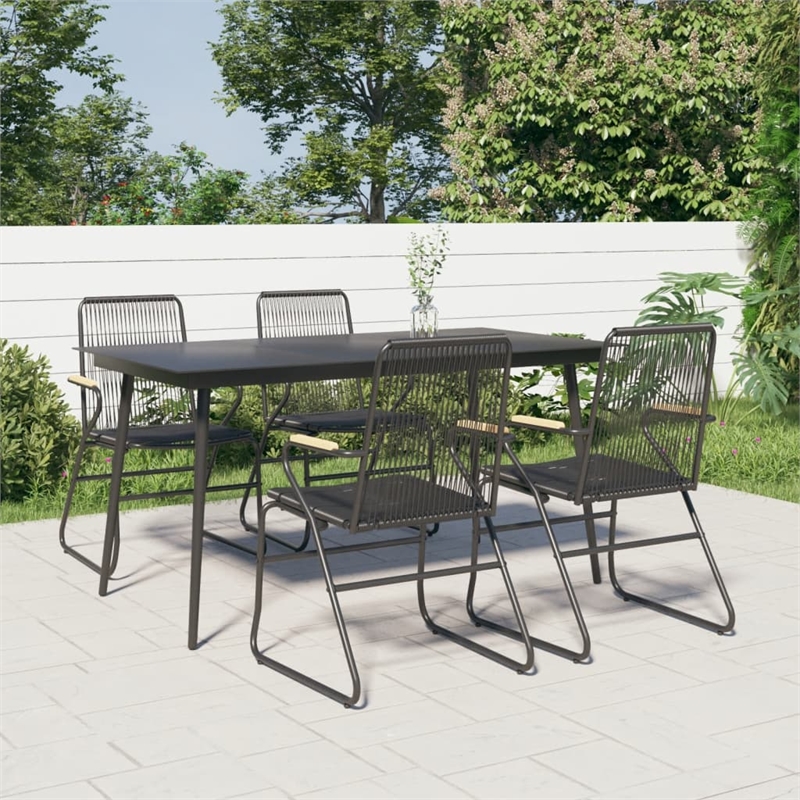 vidaXL Garden Dining Set in Black PVC Rattan Medium Durable