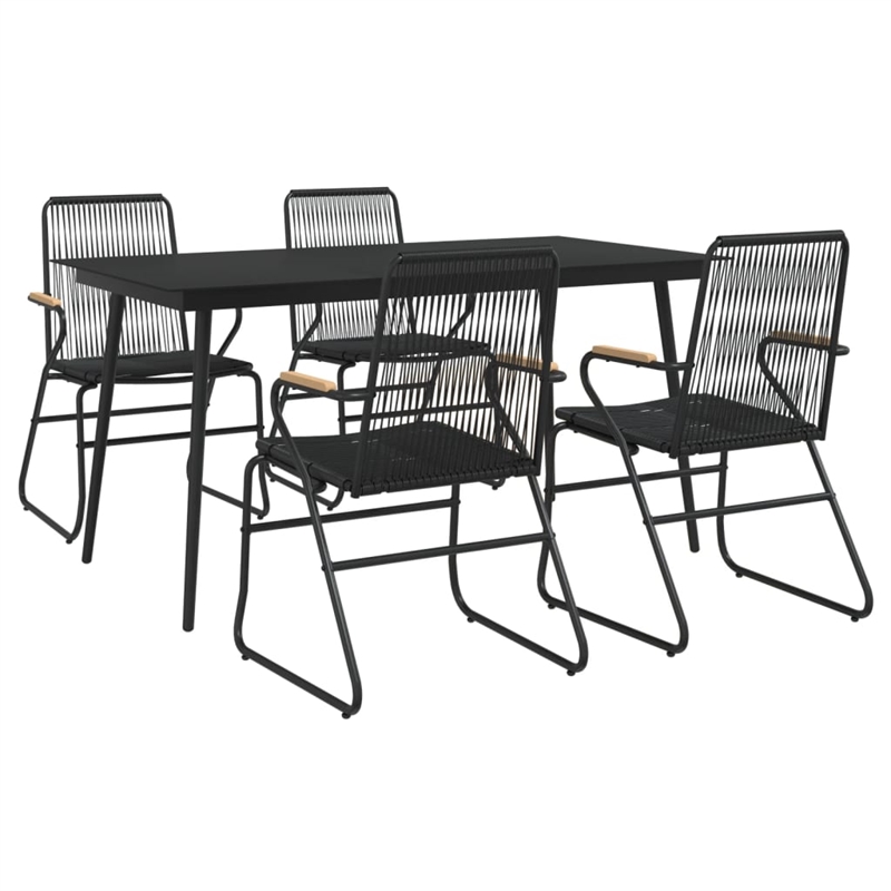 vidaXL Garden Dining Set in Black PVC Rattan Medium Durable