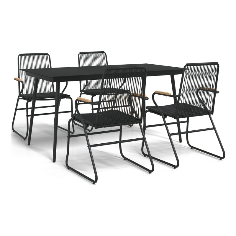vidaXL Garden Dining Set in Black PVC Rattan Medium Durable