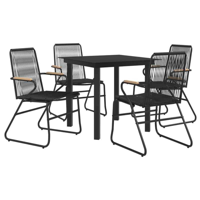 vidaXL Garden Dining Set in Black PVC Rattan Medium