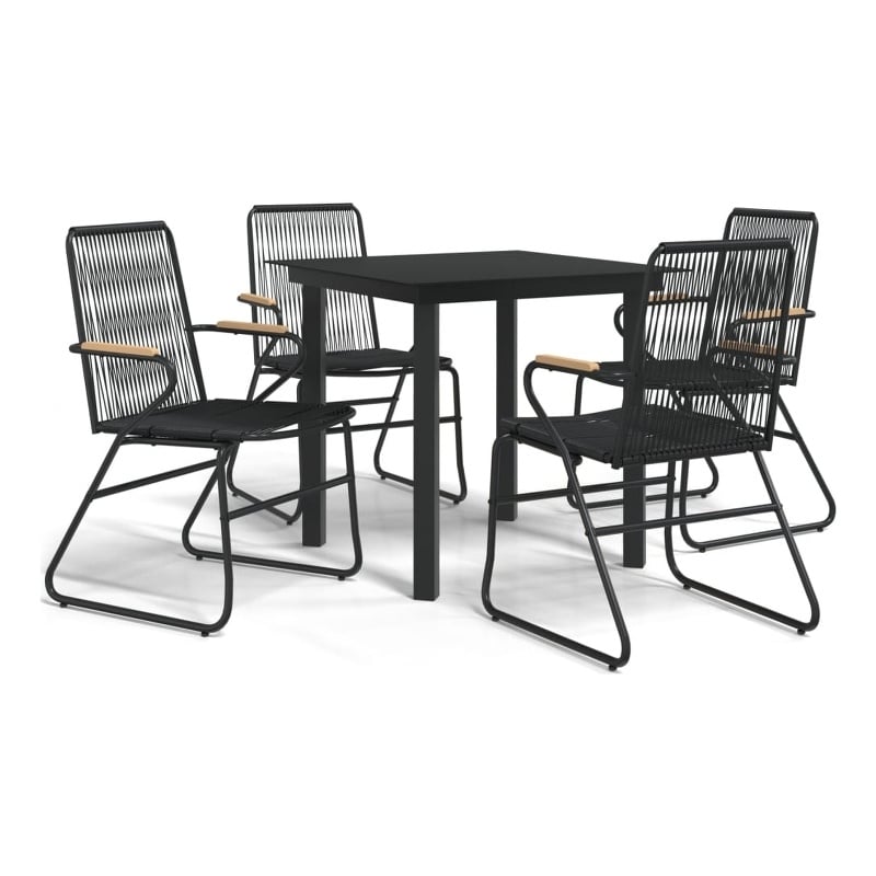 vidaXL Garden Dining Set in Black PVC Rattan Medium