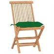 vidaXL Patio Dining Set in Natural Wood/Green Cushion - Set Of 2