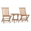 vidaXL Patio Dining Set in Natural Wood/Green Cushion - Set Of 2