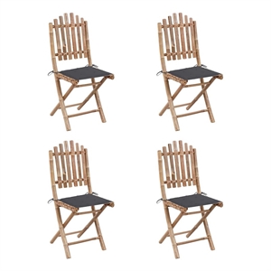vidaXL Outdoor Dining Set Natural Bamboo Bamboo/Polyester Medium