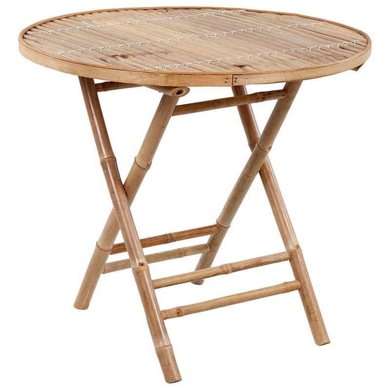 vidaXL Outdoor Dining Set Natural Bamboo/Cream Bamboo/Polyester