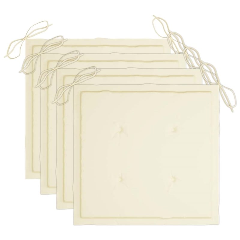 vidaXL Outdoor Dining Set Natural Bamboo/Cream Bamboo/Polyester