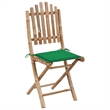 vidaXL Patio Dining Set Natural Bamboo/Green Cushion - Set of 4