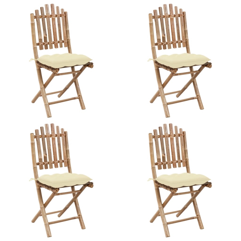 vidaXL Outdoor Dining Set Cream/Natural Bamboo Bamboo/Polyester