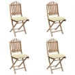 vidaXL Outdoor Dining Set Cream/Natural Bamboo Bamboo/Polyester