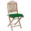 vidaXL Patio Dining Set in Brown/Green Bamboo/Polyester Standard - Set of 4