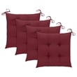 vidaXL Patio Dining Set Wine Red Cushion/Natural Bamboo - Set of 4