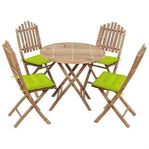 vidaXL Patio Dining Set in Brown Bamboo Standard Foldable - Set of 4