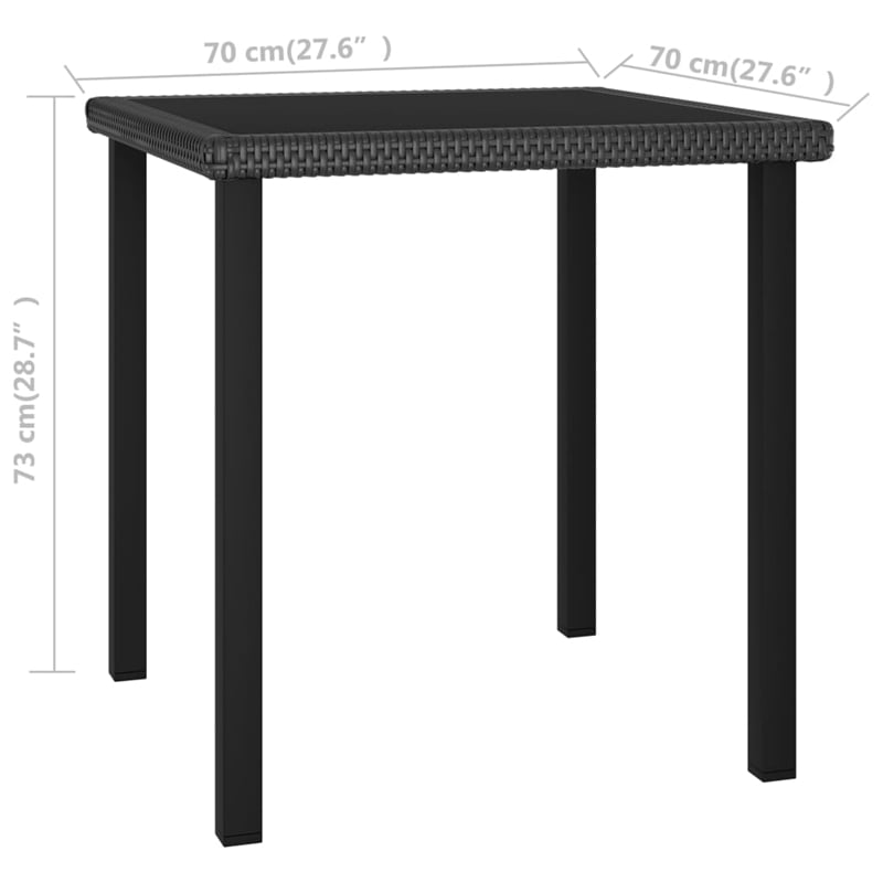 vidaXL Dining Set in Black/Cream Poly Rattan/Powder-Coated Steel/Glass