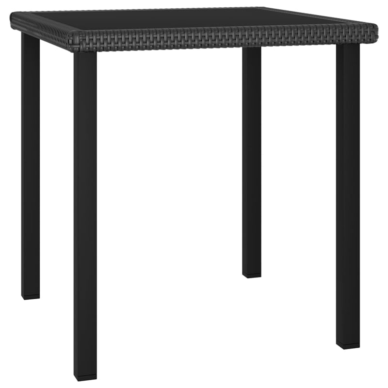 vidaXL Dining Set in Black/Cream Poly Rattan/Powder-Coated Steel/Glass