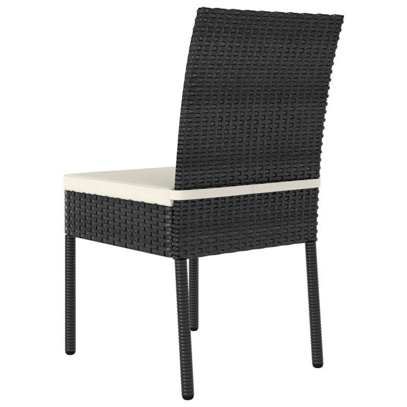 vidaXL Dining Set in Black/Cream Poly Rattan/Powder-Coated Steel/Glass