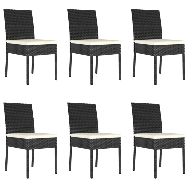 vidaXL Poly Rattan/Powder-Coated Steel/Glass Dining Set in Black