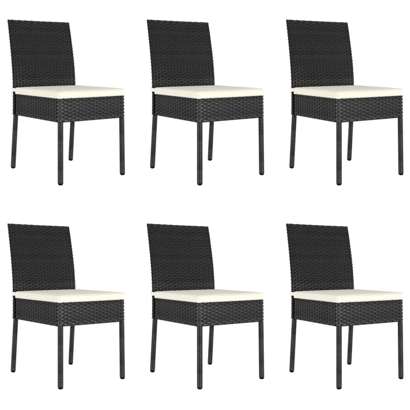 vidaXL Poly Rattan/Powder-Coated Steel/Glass Dining Set in Black