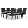 vidaXL Poly Rattan/Powder-Coated Steel/Glass Dining Set in Black
