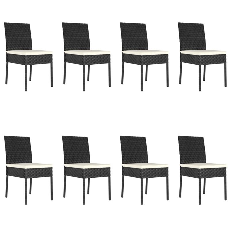 vidaXL Poly Rattan/Powder-Coated Steel/Glass Dining Set in Black