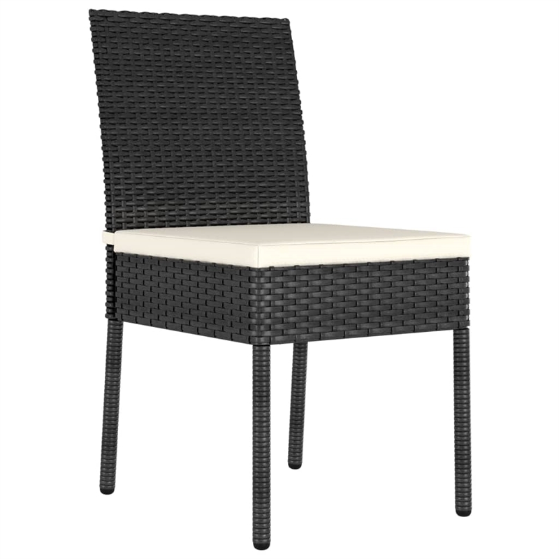 vidaXL Poly Rattan/Powder-Coated Steel/Glass Dining Set in Black