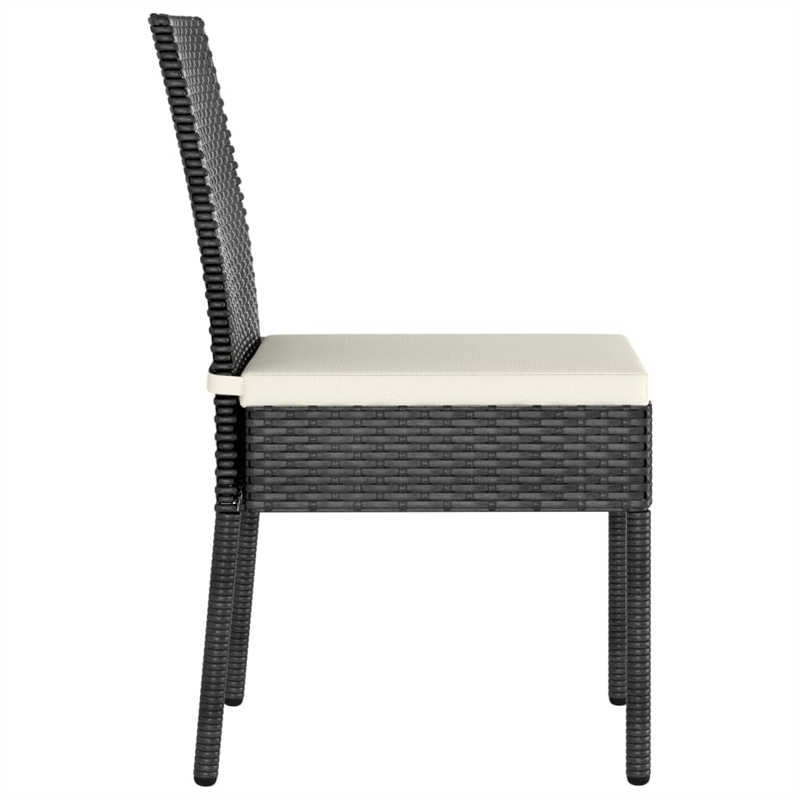 vidaXL Poly Rattan/Powder-Coated Steel/Glass Dining Set in Black
