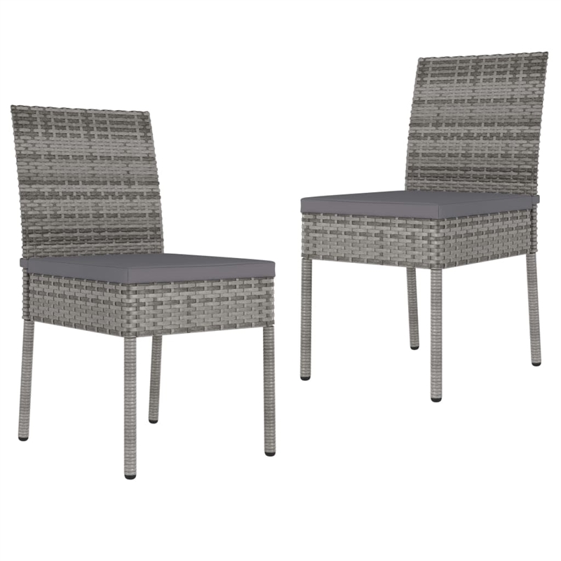 vidaXL Dining Set in Gray Poly Rattan Small Durable Garden Dining Set