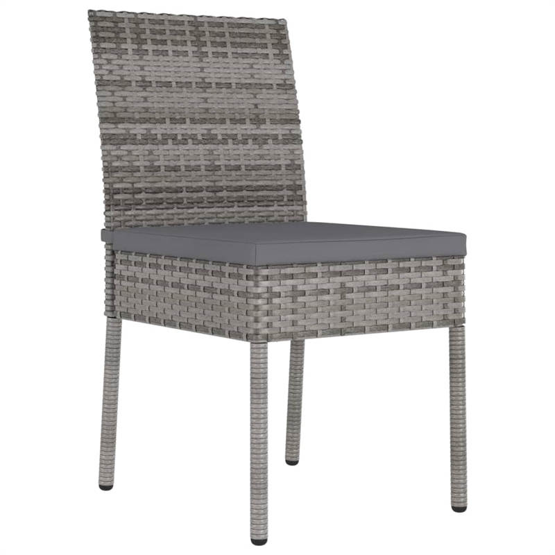vidaXL Dining Set in Gray Poly Rattan Small Durable Garden Dining Set