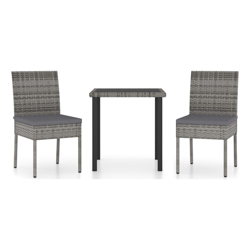 vidaXL Dining Set in Gray Poly Rattan Small Durable Garden Dining Set