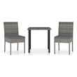 vidaXL Dining Set in Gray Poly Rattan Small Durable Garden Dining Set