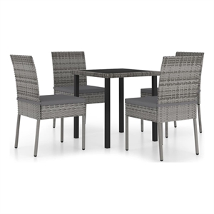 vidaXL Dining Set in Gray Poly Rattan Medium Lightweight Dining Set