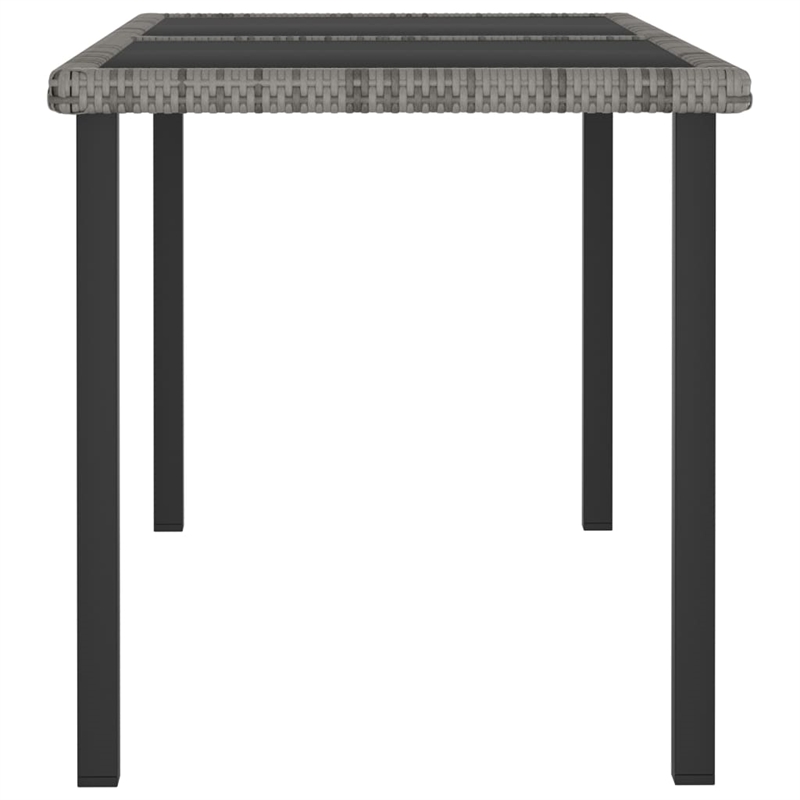 vidaXL Dining Set in Gray and Black Poly Rattan/Powder-Coated Steel/Glass