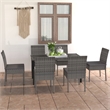 vidaXL Dining Set in Gray Poly Rattan/Powder-Coated Steel/Glass Standard