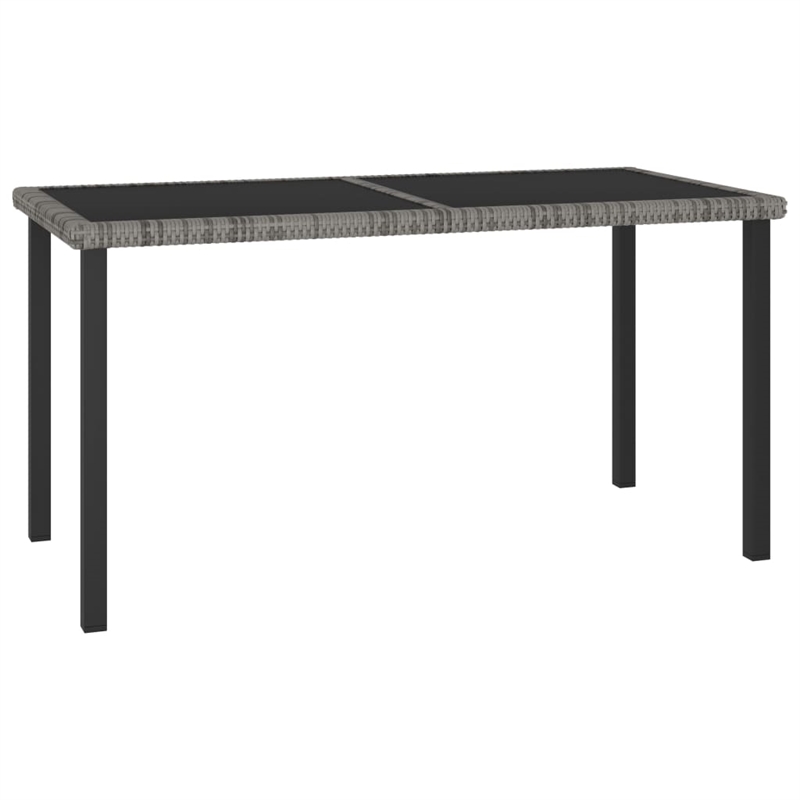 vidaXL Dining Set in Gray Poly Rattan/Powder-Coated Steel/Glass Standard