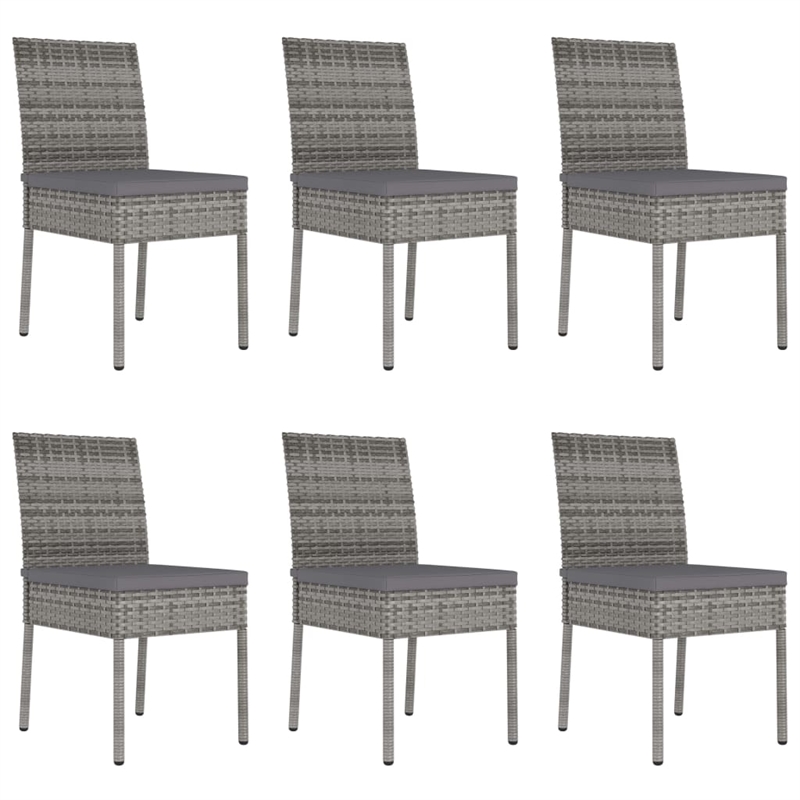 vidaXL Dining Set in Gray Poly Rattan/Powder-Coated Steel/Glass Standard