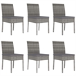 vidaXL Dining Set in Gray Poly Rattan/Powder-Coated Steel/Glass Standard